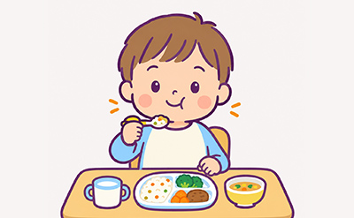 食事をする子どものイラスト
